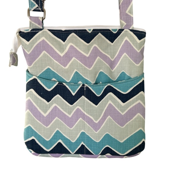 Chevron Crossbody Bag - Blue, Purple, and Gray by Home Spun at Heart - Picture 2 of 6